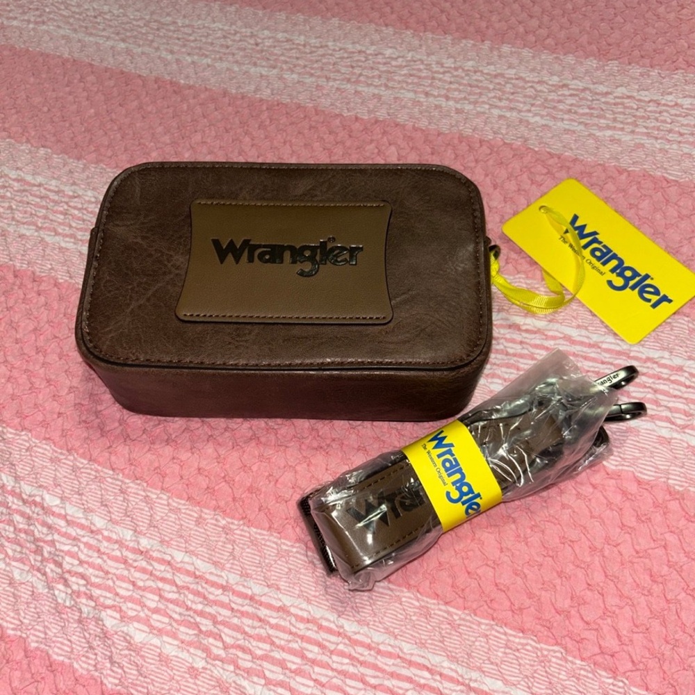 Wrangler Brown Leather Accessory Pouch